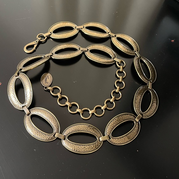 Fossil Circle Loop Clip Belt in Hammered Bronze - Picture 1 of 8